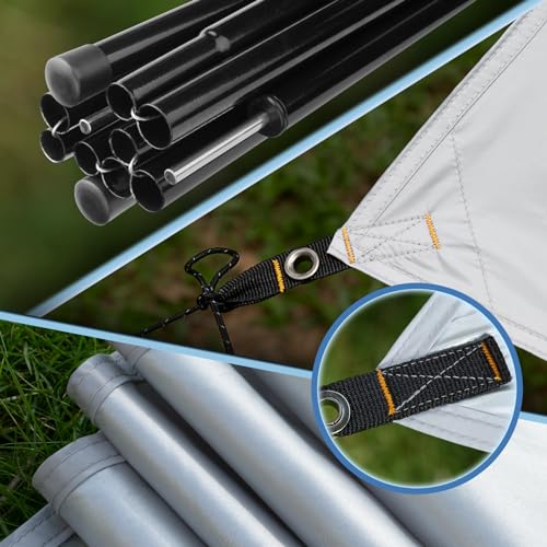 12X14FT Camping Tarp with 2 Poles, UV UPF50+ Lightweight Car Awning Sun Shelter, PU3000 Waterproof Tarp for Camping, Hiking and Backpacking Trips - color: Blue