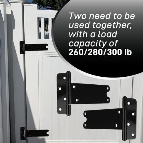 2 Pack 8” Heavy Duty Gate Hinges,300 Lbs Capacity Black Door Hinges | T Gate Hinges, Wrought Hardware for Wooden Fences, Barn Door, Screws Included (8 inches - 2 Pack) -Patent Pending - size: 8 inches - 2 Pack