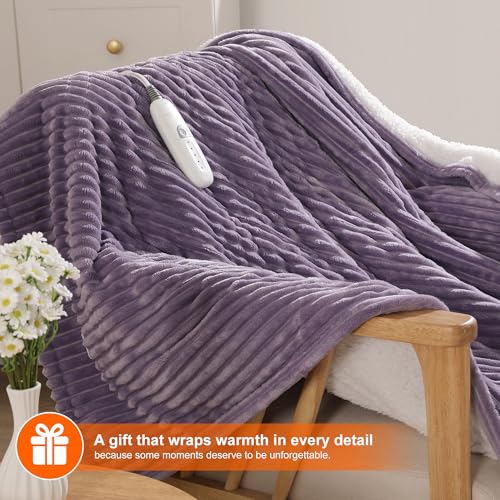 Heated Throw Blanket Electric Throw Blanket Purple Warming Blanket Women - color: Lavender, size: Throw(50"x60")