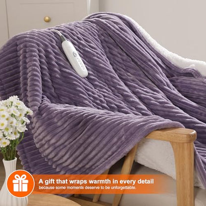 Heated Throw Blanket Electric Throw Blanket Purple Warming Blanket Women - color: Lavender, size: Throw(50"x60")