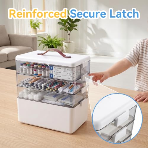 4-Tier Medicine Organizer, Medicine Cabinet Organizers Storage Box, Portable Medicine Cabinet With Handle, Multipurpose Medical Box, 7‑Day Pill‑Box, Light‑Shielded Compartments, For Home, School