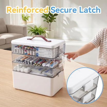 4-Tier Medicine Organizer, Medicine Cabinet Organizers Storage Box, Portable Medicine Cabinet With Handle, Multipurpose Medical Box, 7‑Day Pill‑Box, Light‑Shielded Compartments, For Home, School