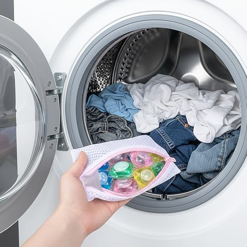 Mesh Laundry Bags for Delicates Washing 6 PCS Machine Bag Travel Laundry Lingerie Bags, Soap Foaming Organizers and Storage, Pods Scented Beads Washing Pouch,Mesh Wash Zipper Hanging Net Bag