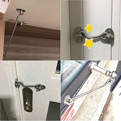 8 Inch Cabin Hook Eye Latch Wind-Proof Lock Shed Stainless Steel Gate Door Window Safety Stopper Silent Holders Catch Lock with Mounting Screws - size: 8 Inch