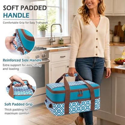 BAGSPRITE Double-Layer Insulated Casserole Carrier for 9" x 13" Baking Dish - color: Blue