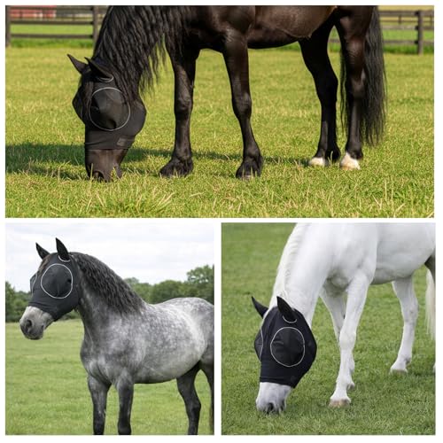 Fly Mask for Horses, Fly Masks for Horses Protection During Summer Turnout, Trail Riding in Bug-Prone Areas, Lycra Fabric with 40 Mesh Count K080 Screen for Enhanced Airflow