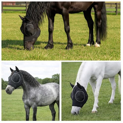 Fly Mask for Horses, Fly Masks for Horses Protection During Summer Turnout, Trail Riding in Bug-Prone Areas, Lycra Fabric with 40 Mesh Count K080 Screen for Enhanced Airflow