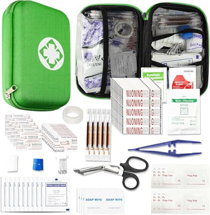 First Aid Kit 276PCS Car Home Camping Essentials Green Emergency Kit AMORNING - color: Green-276pcs