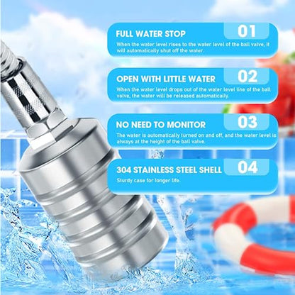 Water Float Valve, Auto Level Control, 304 Stainless, 1/2 in & 3/4 in - color: 2 Pack, size: Short