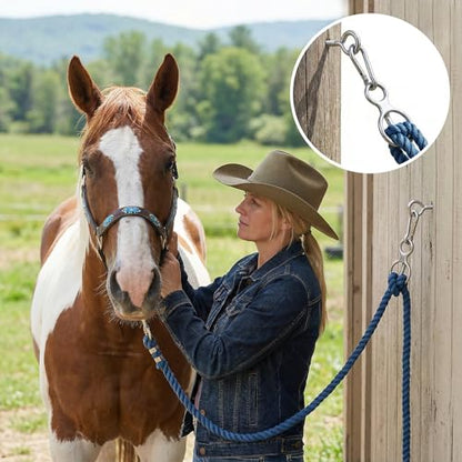 2 Sets Horse Tie Ring, Stainless Steel Magnetic Tie Ring for Horses, Safe Horse Training Equipment with Eye Bolt & Quick Snap, Horses Tack Supplies for Stables, Trailers, Fences