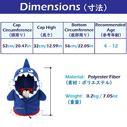 TRIWONDER Kids Winter Hats Balaclava Ski Mask for Boys Girls Toddlers Windproof Adjustable Cold Weather Face Mask Neck Warmer - color: Small Animal - Blue Shark