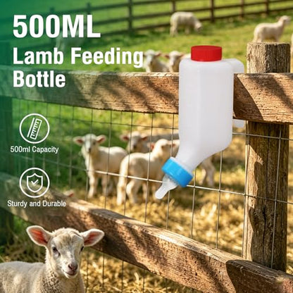 Lamb Bottle Goat Nipples 500ml Baby Goat Nursing Bottles & Replacement Nipples Hang Upside Down Livestock Milk Bottle Bottles for Fawns Sheep (4pcs Bottles & 4pcs Nipples) - color: 4pcs bottles & 4pcs nipples