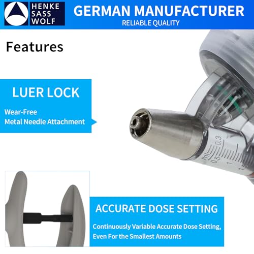 HSW ECO-MATIC 2ML Automatic Self-refilling Livestock Syringe Luer Lock Injector with Bottle Mount Basket (Dosage Adjustable 0.2 ml – 2.0 ml) - size: 2ML Bottle Mount