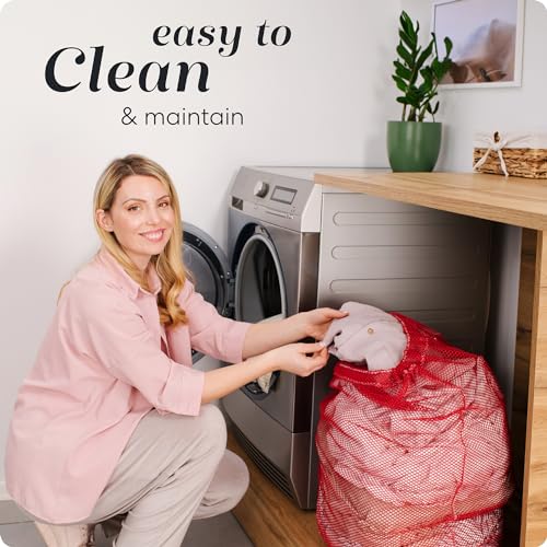 Handy Laundry Mesh XL Laundry Bag 24"x36", Heavy Duty Drawstring, Red - color: Red