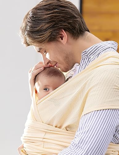 Momcozy Baby Wrap Carrier, Easy-On 2-Piece Design, Air Mesh Cooling - color: Air Mesh-Beige
