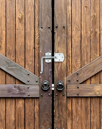 QWORK Surface-Mounted Straight Side Gate Latch Set – Zinc-Coated Metal Locking Hook for Trailers, Wood Gates & Sheds