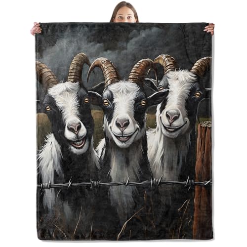 Funny Goat Blanket, Cozy Plush Throw Blanket for Couch Bedroom Outdoor, Lightweight Soft Flannel Travel Blankets, Gifts for Women Adults Kids, Warm Decor 40"×50" - color: Goat45, size: 40"×50"