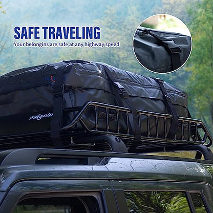 PINGDIR Roof Rack Basket 51" X 36" X 5" Rooftop Rack Cargo Carrier Universal, Waterproof Cargo Bag 44 * 35 * 16", Cargo Net with Attachment Hooks, 2 pcs Ratchet Strap,Roof Pedal - size: 51 inches