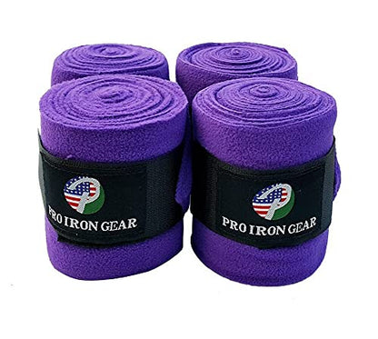 Horse Fleece Wraps Bandages/Polo Wraps/Stable Wraps Equestrian Leg Wraps Set of 4 Equestrian Boot Protection (Purple) - color: Purple
