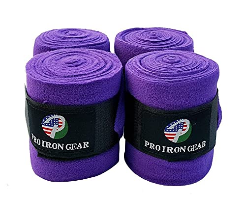 Horse Fleece Wraps Bandages/Polo Wraps/Stable Wraps Equestrian Leg Wraps Set of 4 Equestrian Boot Protection (Purple) - color: Purple