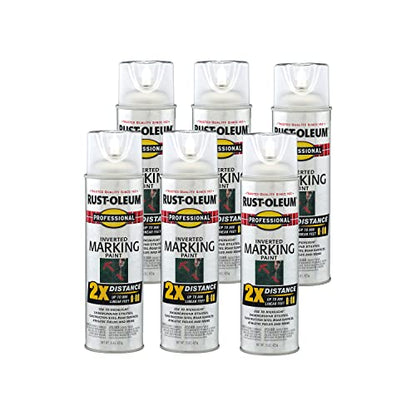 Rust-Oleum Professional 2X Inverted Marking Clear Spray Paint | Utility Marking, Construction Layout, Survey Marking, High Visibility Color, 2X Distance Coverage, 15 oz - color: Clear, size: 15 Ounce (Pack of 6), style: 2X Distance