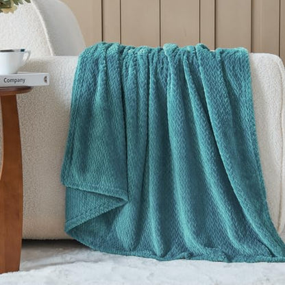 NEWCOSPLAY Fleece Leaves Pattern Throw Blanket, Dark Blue, 50"x60" - color: Dark Blue, size: Throw(50"x60")
