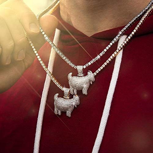 TOPGRILLZ Goat Chain Gold Necklace for Men Eagle Chain Rope Iced out Cubic Zirconia 14K Gold Plated Stainless Steel Necklace 24" Birthday Gifts - style: Gold Goat