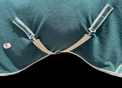 Majestic Ally Anti Pill Fleece Horse Blanket /Sheet with Silver Braided Rope (Hunter Green, 74) - color: Hunter Green, size: 74