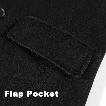 APTRO Men's Luxury Full Length Trench Coat Long Wool Overcoat Winter Windbreaker - color: Black, size: XX-Large