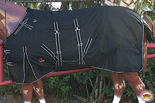 HILASON 78 in Black Waterproof Winter Horse Turnout Blanket - size: 78 In