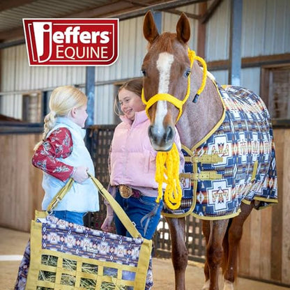 Jeffers Equine Braided Mule Tape Halter with 10' Detachable Lead Rope Set for Horses, 14 to 18 Hands - Stylish Design with Adjustable Poll Strap, Easy to Use Western Tack - Turquoise & Lime Green - color: Turquoise & Lime Green