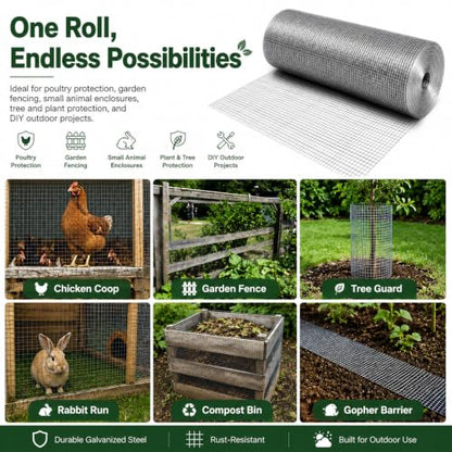 Hardware Cloth Roll 1/2 in. x 3 ft. x 100 ft. 19-Gauge | Chicken Wire Mesh Roll, Chicken Wire Fencing, Wire Fence Roll, Garden Fence, Tree Fence, Rodent Mesh, Gopher Guard - size: 1/2'' x 36'' x 100'