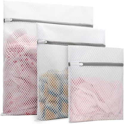 Mesh Laundry Bags for Delicates, Set of 3 Honeycomb Mesh Bags with Zipper Closure, Durable Washing Machine Bags, Small Medium Large Sizes