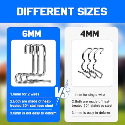Fence Wire Tightener, 1Pcs Tighteners Handle and 20Pcs 6mm Fence Wire Tightener Clips, 1/4" Barb Wire Fencing Tools Wire Tensioning Tool for Wire Fence Farm Garden