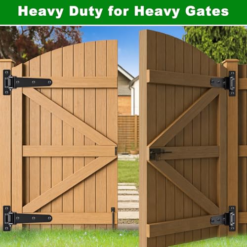 Insaga Heavy Duty Gate Hinges 1000 LBS, 13'' Strap Hinges with Ball Bearings, 6mm Thick Carbon Steel Weld-On or Bolt-On Hinges, 180° One Way Open for Barn Farm Fence Shed Garden Gates (4Pcs, Black) - size: 180° Open-4Pack