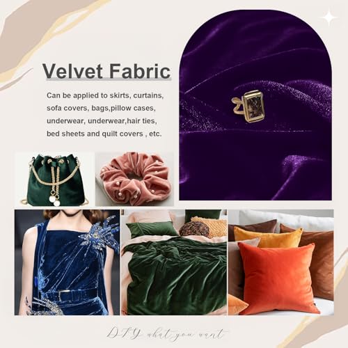 KKJIAF 2 Yard Dark Purple Stretch Velvet Fabric 60" Wide for DIY Crafts - color: Dark Purple, size: 2 Yard