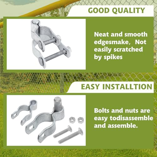 4 Pack 1-3/8" x 2-3/8" Chain Link Fence Gate Post Hinge Kit,Galvanized Steel Chain Link Fence Gate Hinge with 2 PCS Female Hinges and 2 PCS Male Post Hinges, Bolts & Nuts Included - size: 2-3/8" x 1-3/8"(4 Pack)