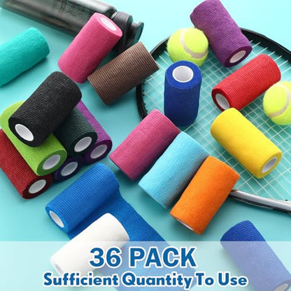 Treela 36 Pcs Self Adherent Bandage 4" X 5 Yard Wrap Breathable - color: Light Color, size: 4" X 5 Yard