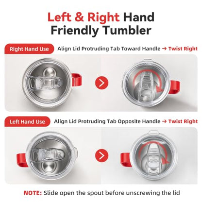 30 oz Stainless Steel Tumblers Bulk with Handle and Lid, 4 Pack - color: Red