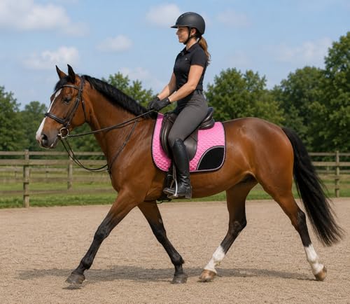 Horse English All-Purpose Contoured Quilted Cotton Saddle Pad Pink 72F04