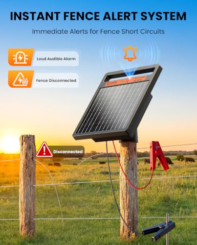 Solar Electric Fence Charger 0.7J for Poultry Livestock, 30 Mile