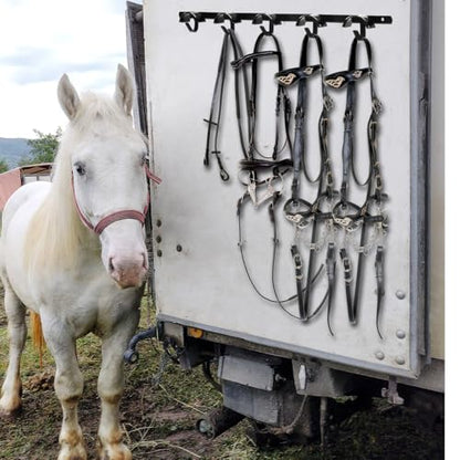 Zonon Horse Tack Bridle Hooks Metal Horse Bridle Rack Stall Hanger for Tack Harness Storage Stall Fence Barn Supplies(2 Pcs,Five Hooks) - style: Five Hooks