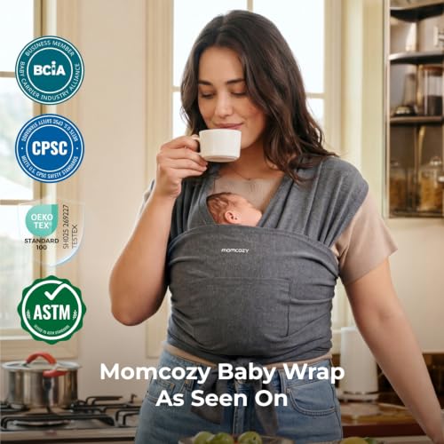 Momcozy Baby Wrap Carrier, Easy-On 2-Piece Design, Newborn to 33 lb - color: Deep Grey
