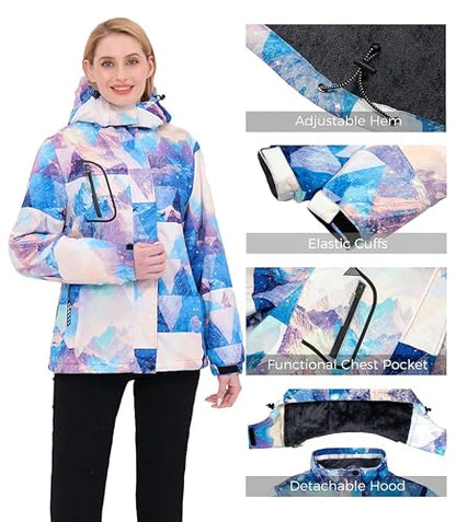 wantdo Women Hardshell Waterproof Windproof Insulated Ski Trekking Jacket - color: Mountain Flora, size: Small