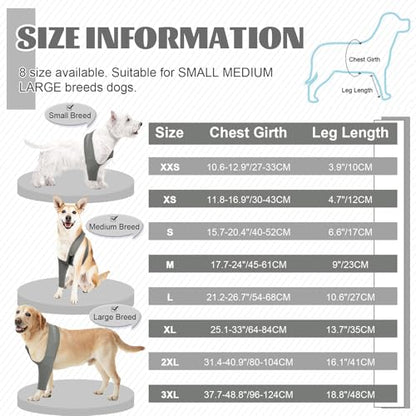 Dog Arm Sleeve for Front Leg to Stop Licking Surgical Wounds and Skin - color: Grey, size: S