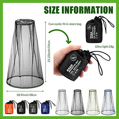 HESTYA 4 Pack Mosquito Head Net Mesh Face Cover Outdoor, 4 Color A - color: 4 Color a
