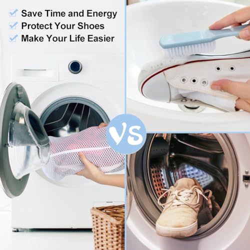 Vivifying Shoe Washing Machine Bag, 2 Pack Honeycomb Mesh Laundry Bag with Zipper for Sneakers, Running Shoes, Sock, Bras, Delicates and Toys - size: 2 Shoe Bags (7.8" x 14")