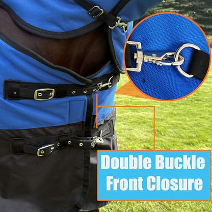 Horse Turnout Blanket, with NeckCover & Belly Wrap,Waterproof, 300g Filling - size: US72 in(EU 135 cm)