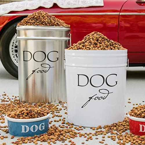 Harry Barker Classic Silver Dog Food Storage Canister – Medium, Airtight Stainless Steel Pet Food Container, Holds Up to 22 lbs Dry Dog Food, Kitchen Counter & Pantry Storage - Silver - color: Silver & Black