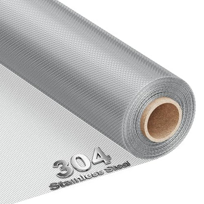 MAGZO 304 Stainless Steel Mesh Window Screen Roll 47in x 16ft - 22 Mesh - color: Silver, size: 47" x16FT